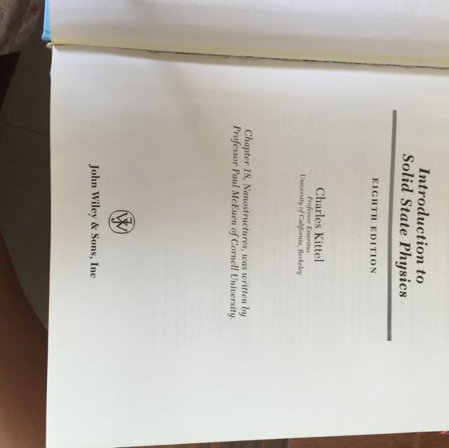 Introduction to solid state physics , eighth edition, Charles kitten ...