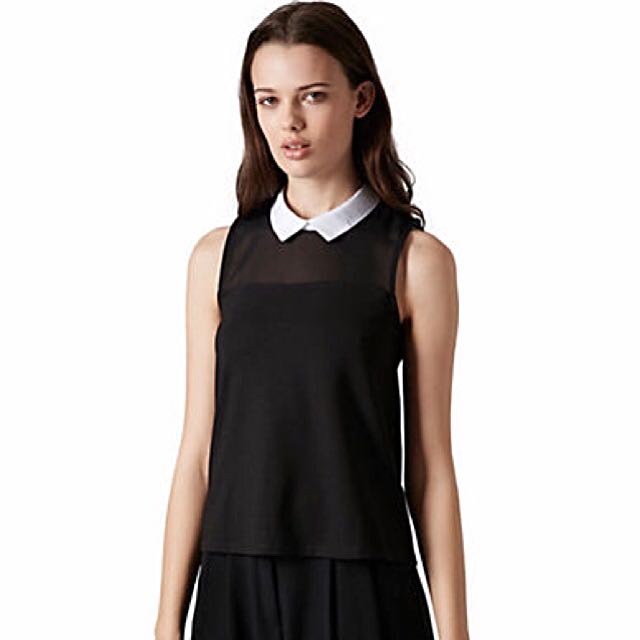 Topshop Contrast Collar Top Women S Fashion Tops Sleeveless On Carousell