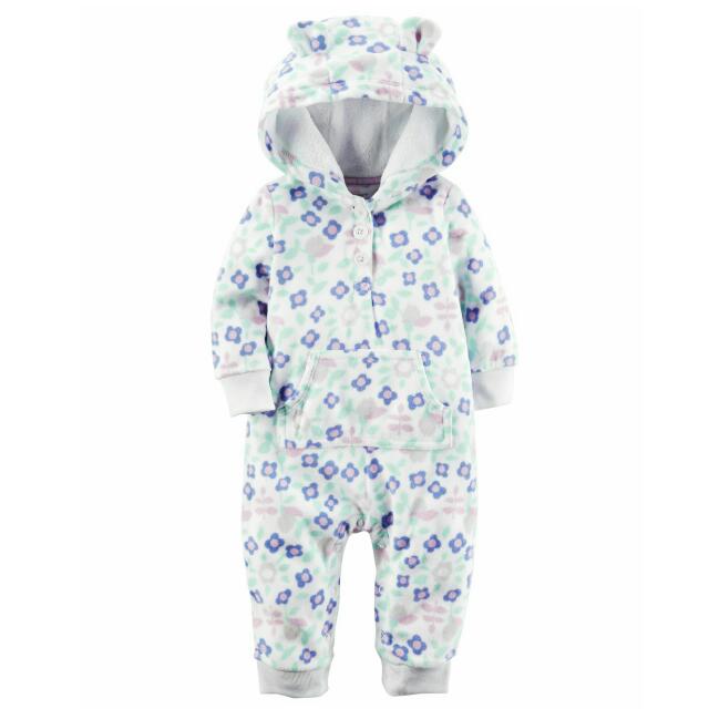 hooded fleece jumpsuit