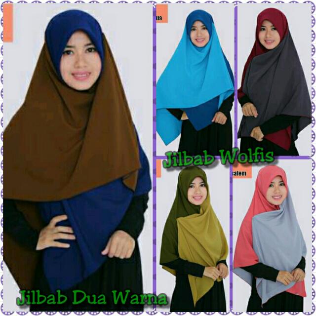 Jilbab Segi Empat Wolfis Dua Warna Olshop Fashion Olshop Muslim On