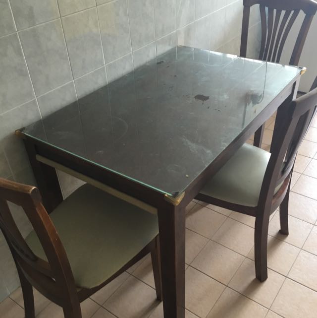 Used Dining Table With 3 Chairs For Sale Furniture Home Living On Carousell