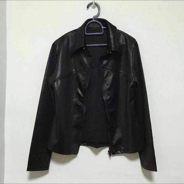 BN Korean Leather Jacket, Women's Fashion, Clothes on Carousell