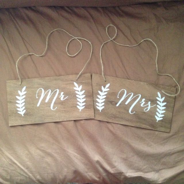 Mr and Mrs Wedding Chair Signs, Hobbies & Toys, Stationery & Craft ...