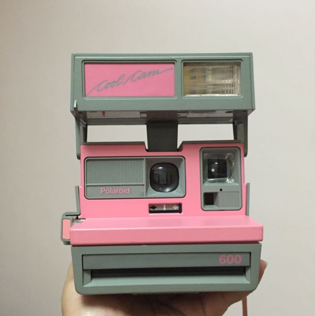 vintage pink polaroid camera