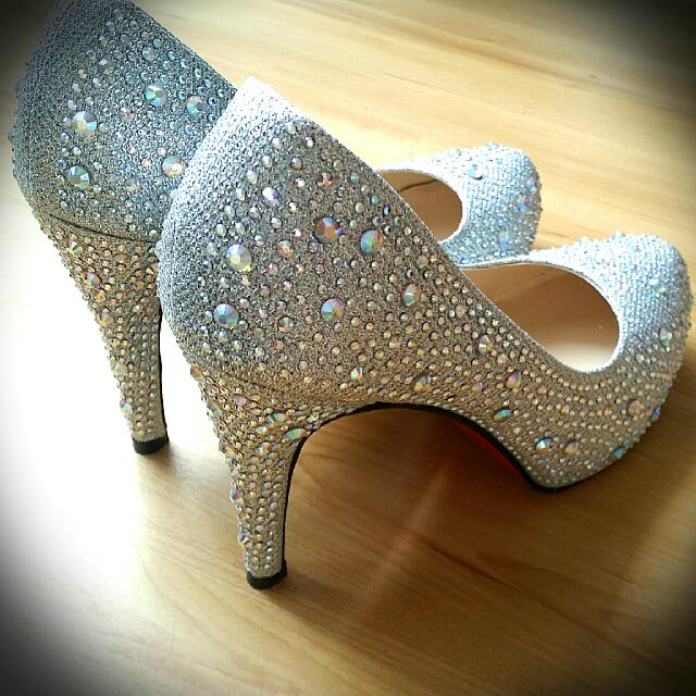 4-5 Inch High Heels For Weddings Or Ceremony With Silver Blings