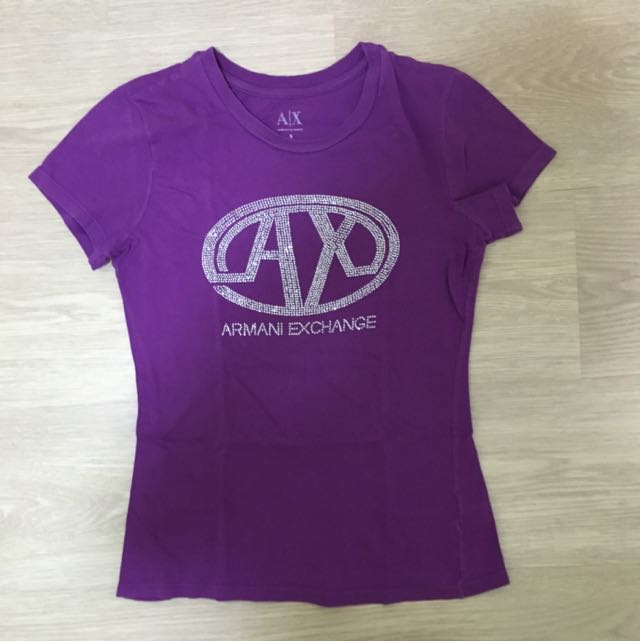 purple armani exchange t shirt