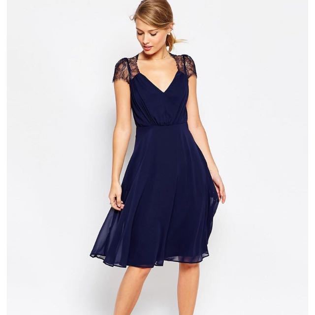 navy lace midi dress uk