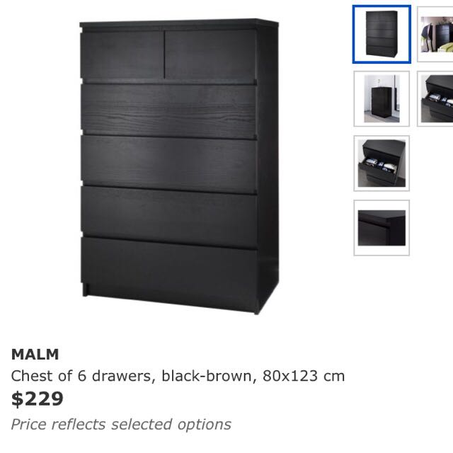 Brand New Ikea Malm 6 Drawers, Nouvelle 6 Drawer Dresser Black Brown