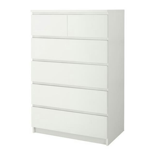 Ikea Malm 6 Drawer Dresser White Furniture On Carousell