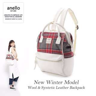 New from Japan. Anello x THE EMPORIUM winter wool backpack, red tartan