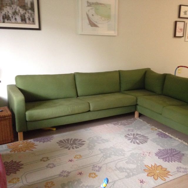 IKEA KARLSTAD Green Fabric 3 Seater + 2 Seater Corner L Shaped Sofa