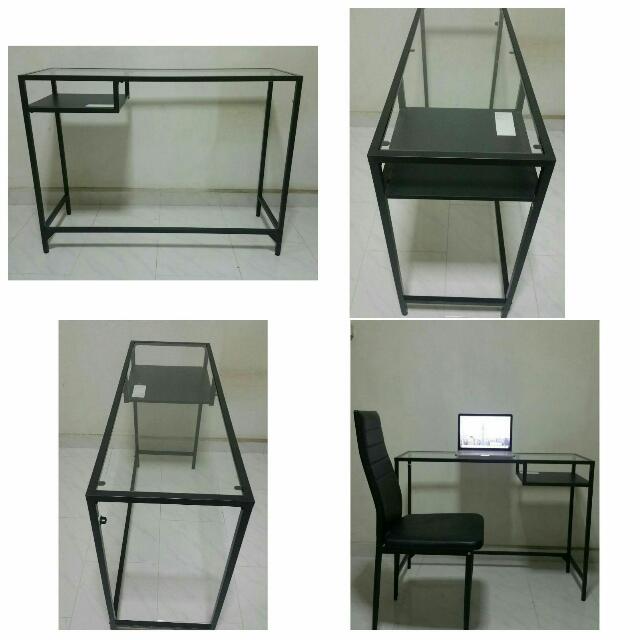 Glass Computer Table And Chairs, Furniture & Home Living, Furniture