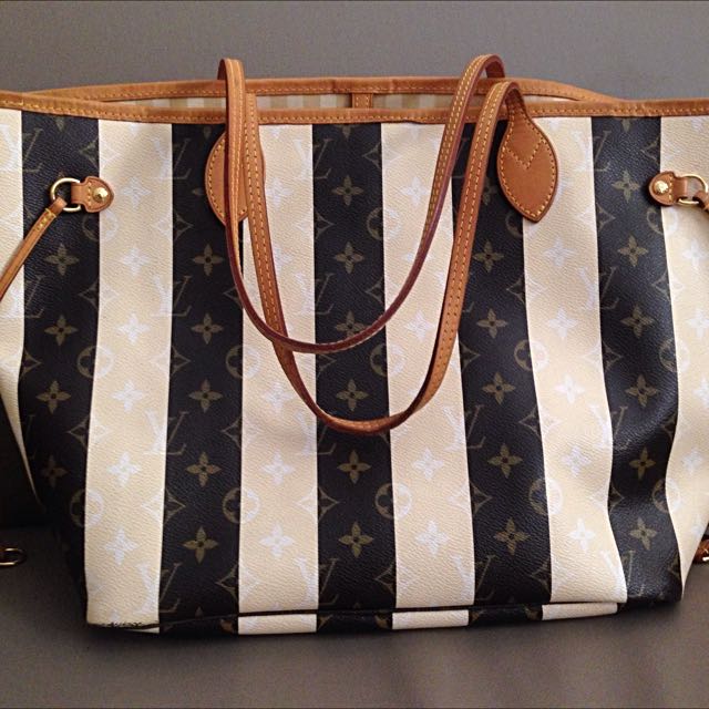 Louis Vuitton Rayures Monogram XXL Neverfull Tote Travel Bag VIP