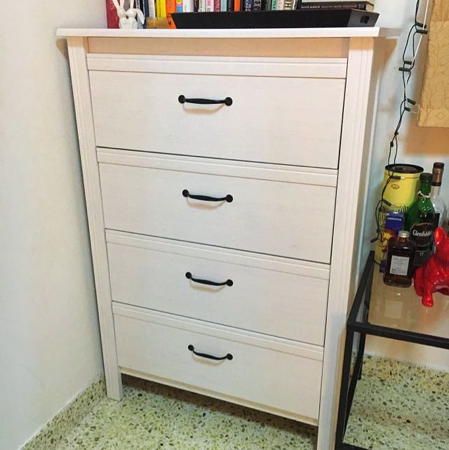 Ikea Brusali White Chest Of 4 Drawers Furniture On Carousell