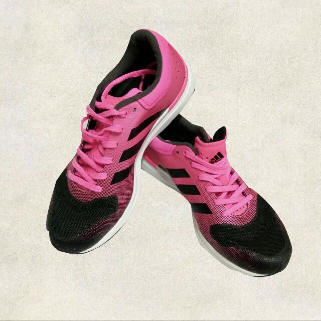 降🎉)Adidas 螢光粉慢跑鞋(女鞋23.5), 運動 