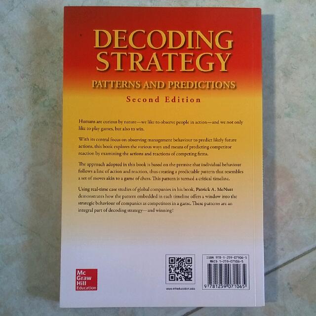 Decoding Strategy : Patterns and Predictions (Category: Textbooks) located in Singapore. Submitted by saadela (Listing ID 68252032, Image 2). Description: Decoding Strategy : Patterns And Predictions Author : Patrick A. McNutt Condition 9/10.