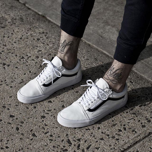 Vans old skool clearance zip leather white