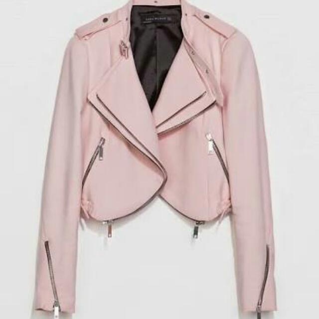 zara pink biker jacket