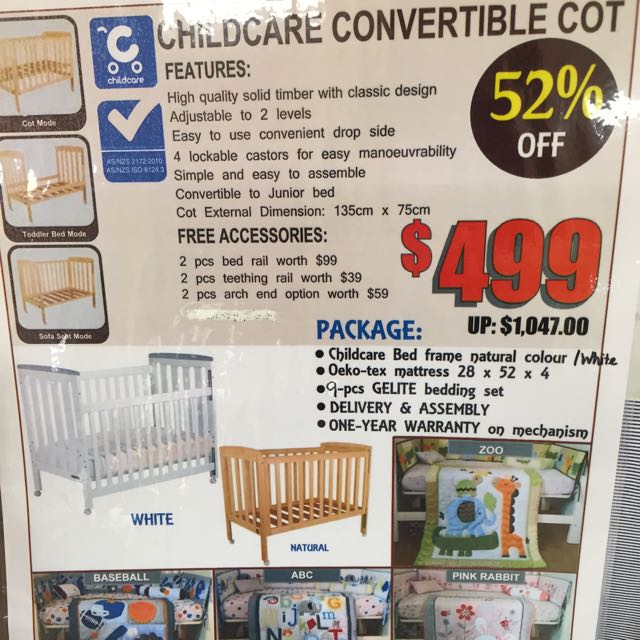 Childcare Convertible Baby Cot With Mattress, Babies & Kids, Baby