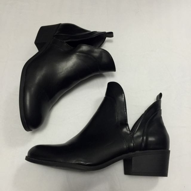 black open side ankle boots