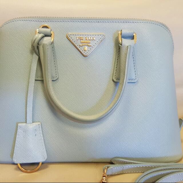 PRADA Saffiano Lux Chain Shoulder Bag Lago 461186