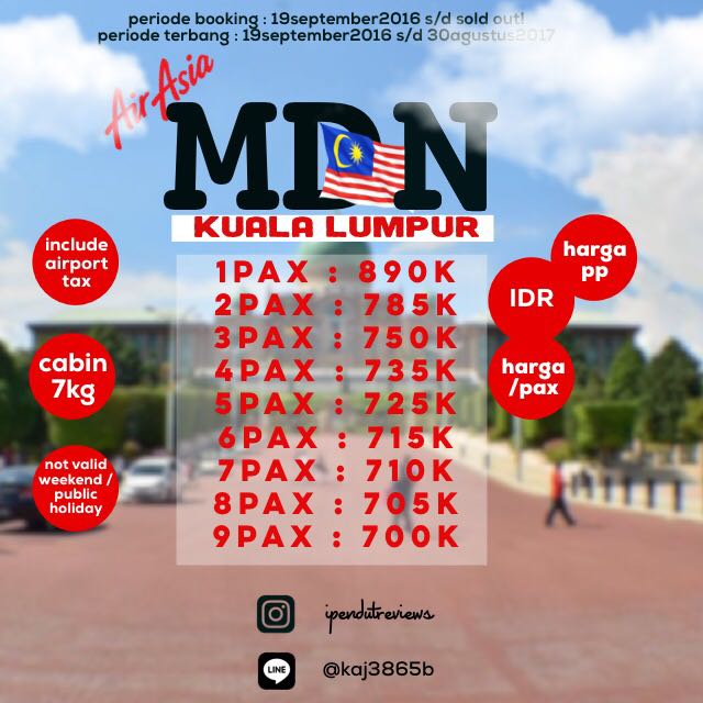 Tiket Promo Air Asia Medan Kuala Lumpur Return Tiket Voucher Objek Wisata Di Carousell