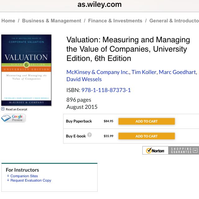 Valuation Measuring And Managing The Value Of Companies University Edition 6th Edition Books Stationery Textbooks On Carousell