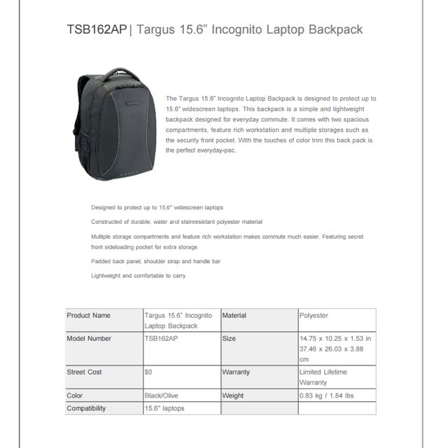 Targus tsb162ap online