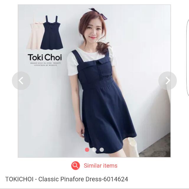 dark blue pinafore dress