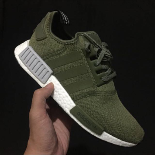 Adidas NMD R1 Olive *Footlocker Exclusive, Sports, Sports Apparel on  Carousell