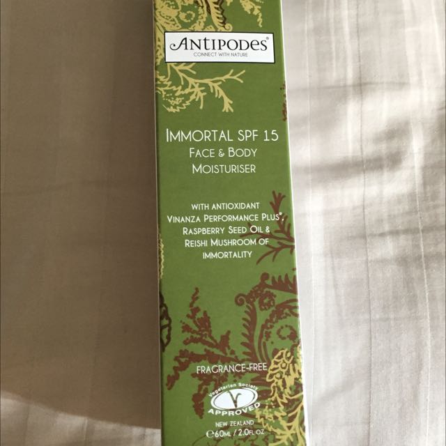 antipodes immortal moisturiser spf15