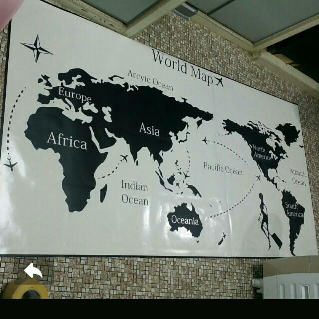 Wall Sticker World Trip Map, Hobbies & Toys, Stationery & Craft, Art