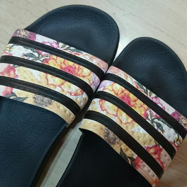 adidas floral sliders