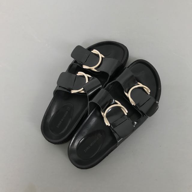 zara black slides