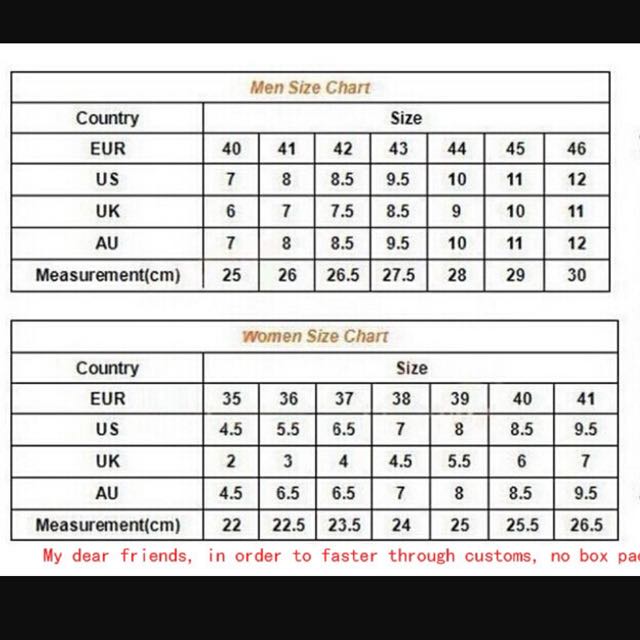 Men's & women's shop footwear size chart