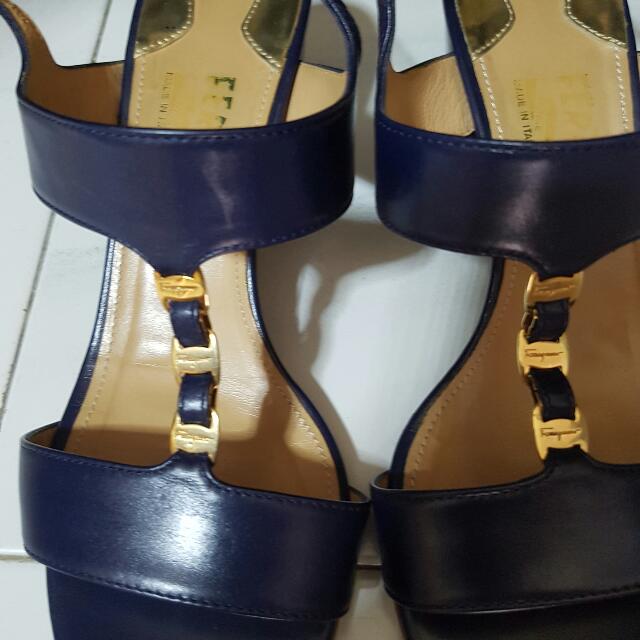 Sandals7 navy Blue Heel Solange 5d Salvatore Ferragamo 5cm SqVpzMUG