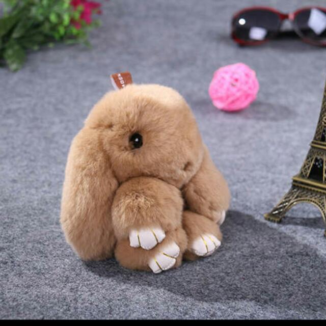 In Stock Kopenhagen Fur Small Fluffy Light Brown Bunny Charm Women S Fashion Accessories On Carousell