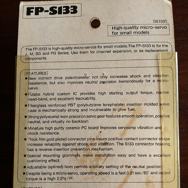 Futaba Fp S133 High Quality Mirco Servo Hobbies Toys Toys Games On Carousell