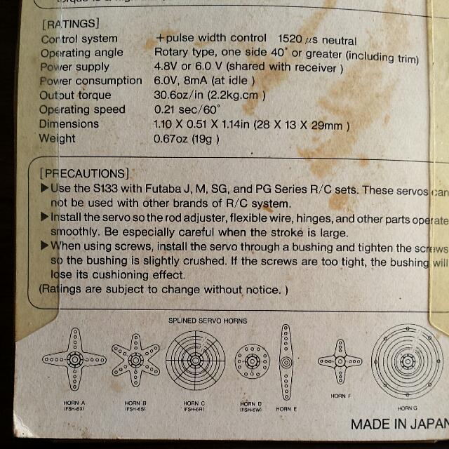 Futaba Fp S133 High Quality Mirco Servo Hobbies Toys Toys Games On Carousell