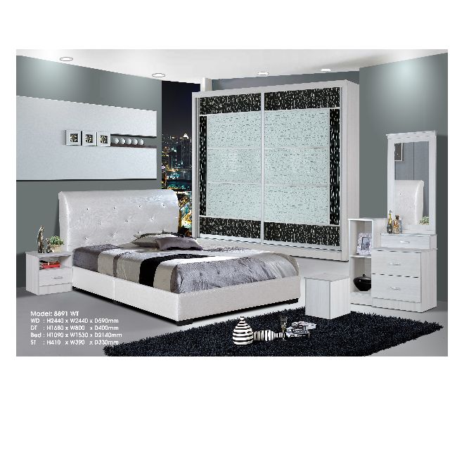 Bedroom Set 8x8 Wardrobe Promotion Price Model 8891wt