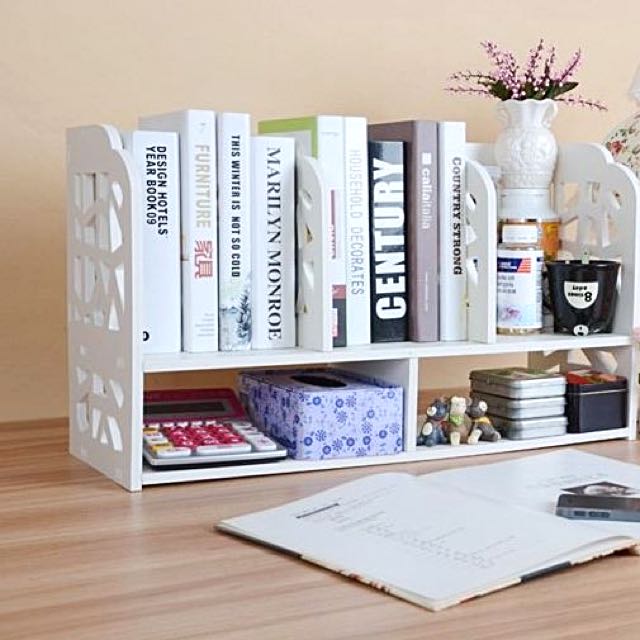 White And Long Desk Top Shelf Organizer Furniture On Carou White And Long Desk Top Shelf Organizer