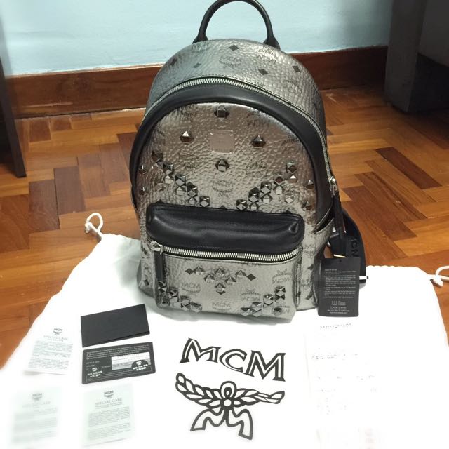 MCM Stark Stud Backpack Silver Small Luxury Bags Wallets on