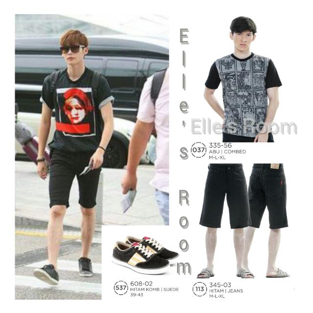 Tshirt Comical Print Celana Pendek Jeans Hitam Dan Sepatu Sneakers Inspirasi Dari Gaya Ala Lee Jong Suk Olshop Fashion Olshop Pria Di Carousell