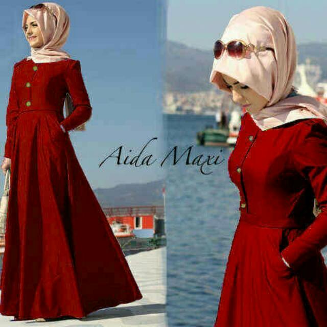 Hijab Aida Denim Bahan Katun Denim Maxi Pasmina Spandek Fit L