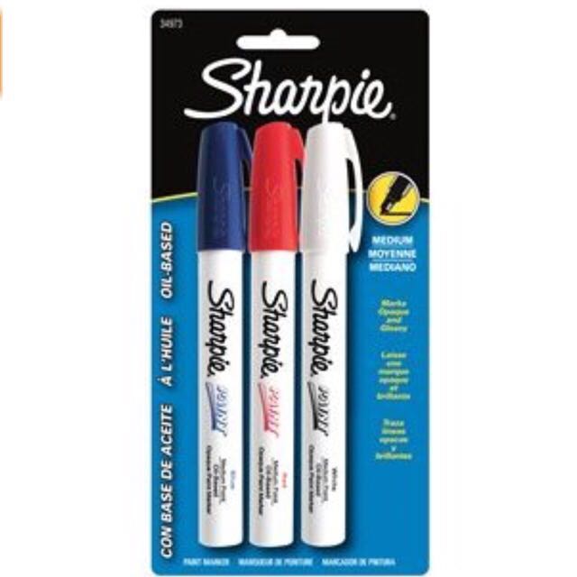 Sanford Sharpie Paint Marker Red White Blue Oil Base Medium Point