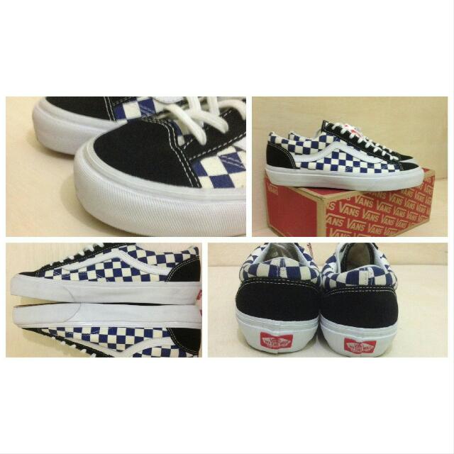 vans style 36 checkerboard blue