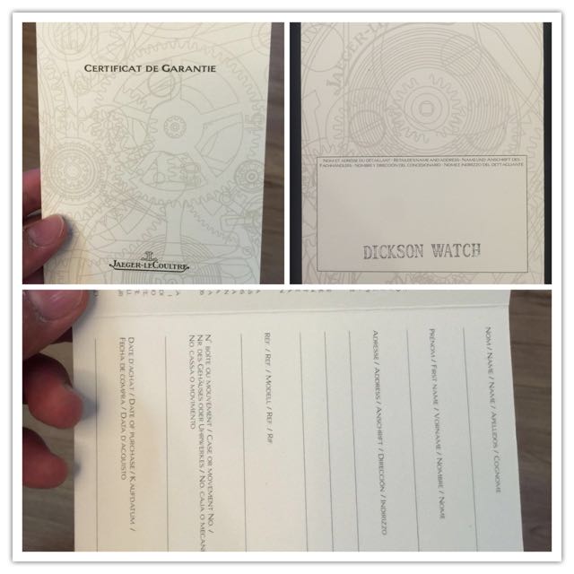 Jaeger LeCoultre Original Blank Unfilled Guarantee Card Add 1000 More To Your Watch With This Original G Card