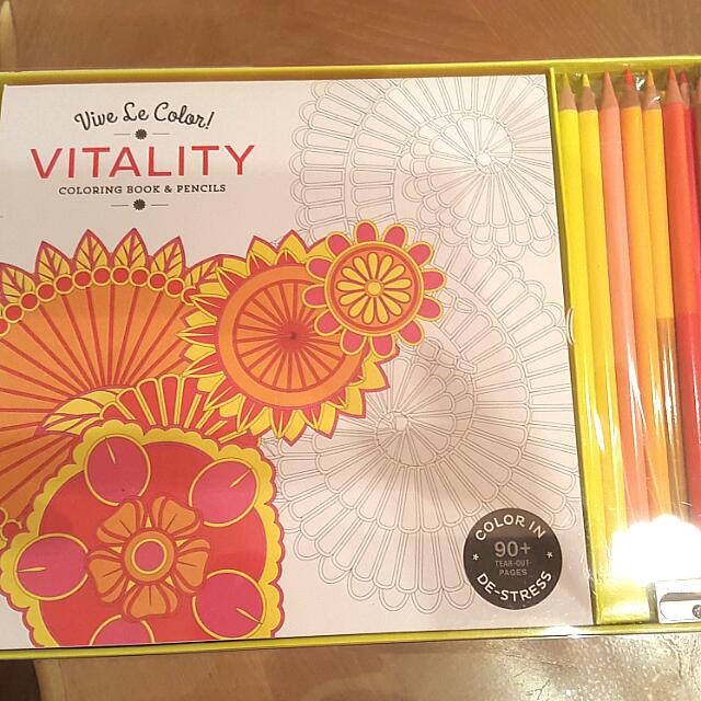VITALITY colouring book & pencils (new), 玩具& 遊戲類- Carousell