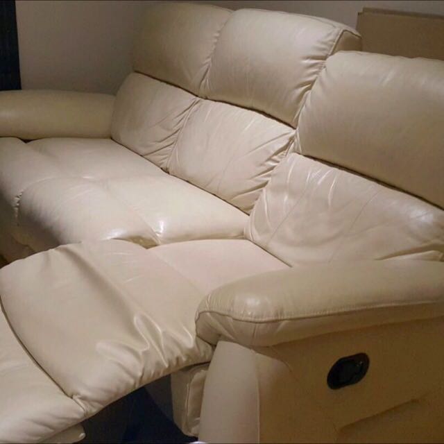 5 Seater Leather Recliner Sofa In Cream Colour By Nick Scali