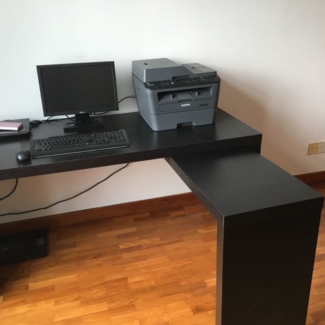 Computer Table (ikea) With Pull Out Panel, Furniture & Home Living